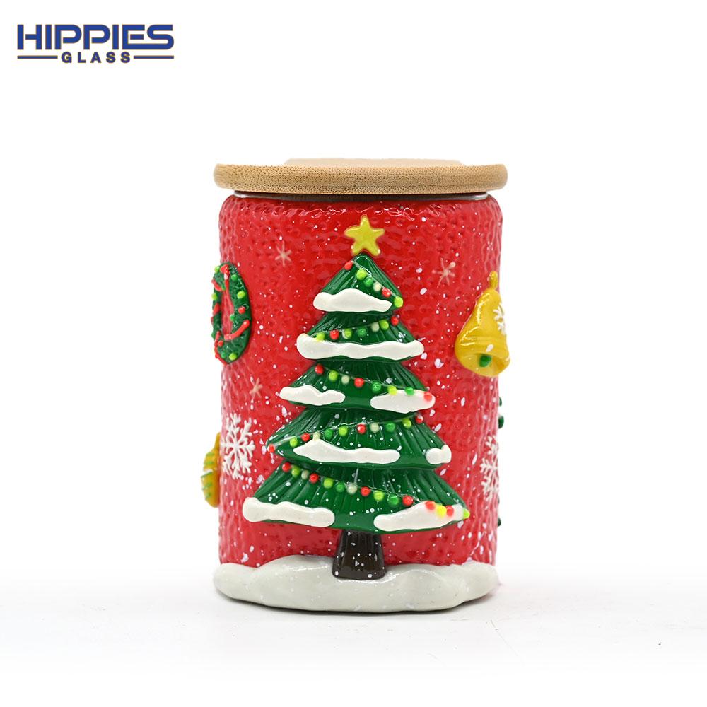 手工捏制3D軟陶泥聖誕樹密封罐，帶夜光花瓶，筆筒 5