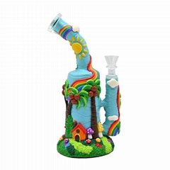 3D Cute Coconut Tree,Mushroom,Small House,Rainbow,Borosilicate Glass Hookah