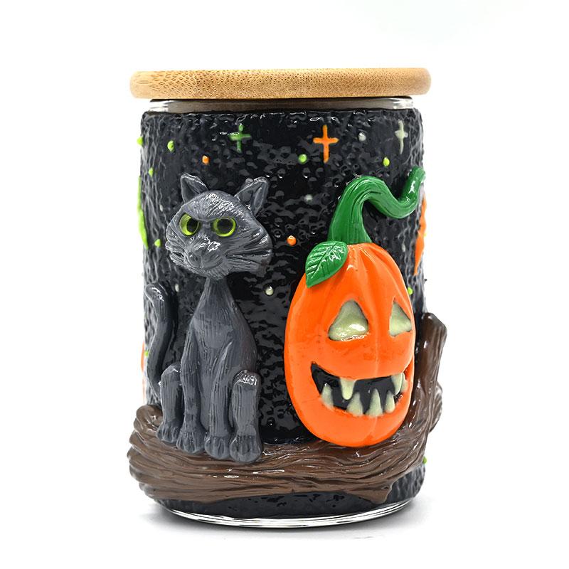 Handmade Kneading Polymer Clay Vase With Cat Pumpkin,Glass Smoking Ashtray 6