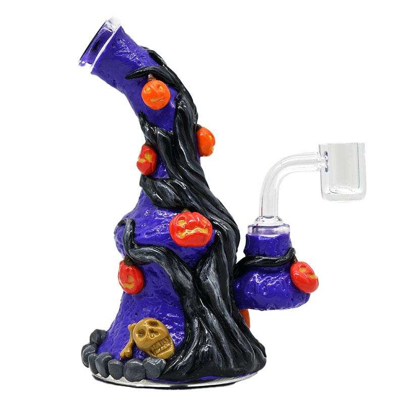 手工捏制带夜光万圣节树根南瓜水烟壶，高硼硅玻璃水烟管 3