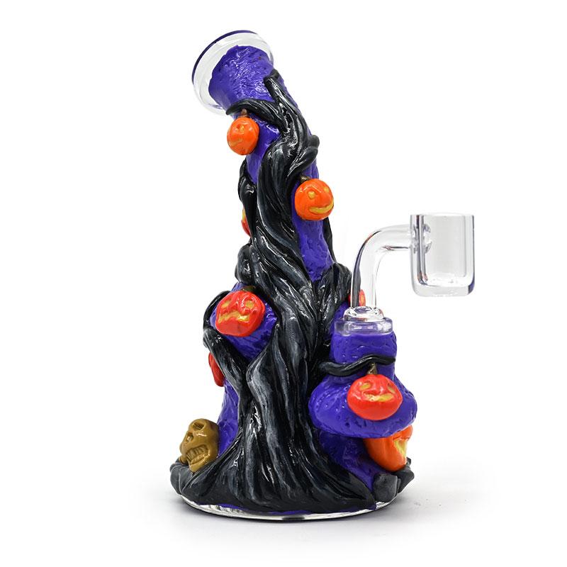 手工捏制带夜光万圣节树根南瓜水烟壶，高硼硅玻璃水烟管 2