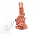 3D怪物水煙壺，高硼硅玻璃水煙管，彩色軟陶泥水煙