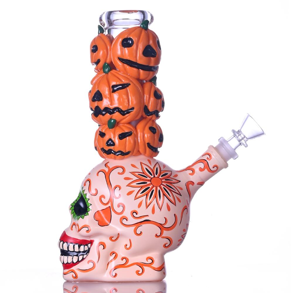 手工捏制高硼硅玻璃水煙壺，萬聖節南瓜水煙，骷髏頭水煙管 4