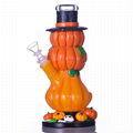 Hand Drawn Colorful Pumpkin & Skull Glass Beaker Bong,Cute Halloween Pumpkin