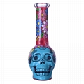 Hand Drawn Human Skeleton & Flower Glass Beaker Bong,Cute Halloween Bong