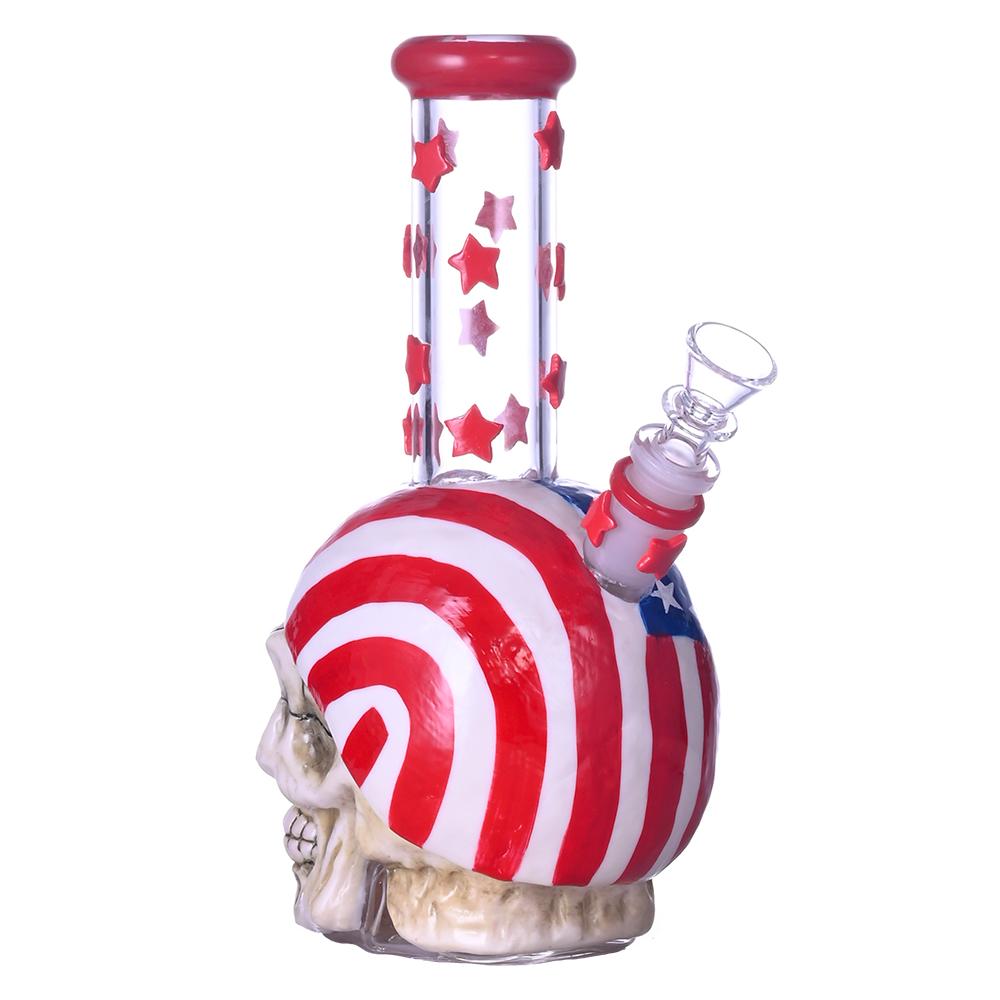 手工捏制美国国旗和骷髅头水烟壶，高硼硅玻璃水烟管 5