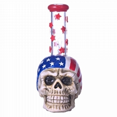 手工捏制美国国旗和骷髅头水烟壶，高硼硅玻璃水烟管