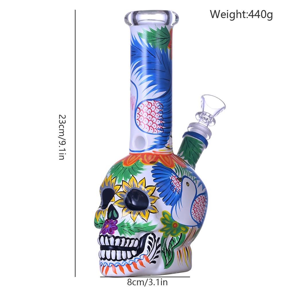 手繪骷髏和平鴿水煙管，高硼硅玻璃水煙壺 5