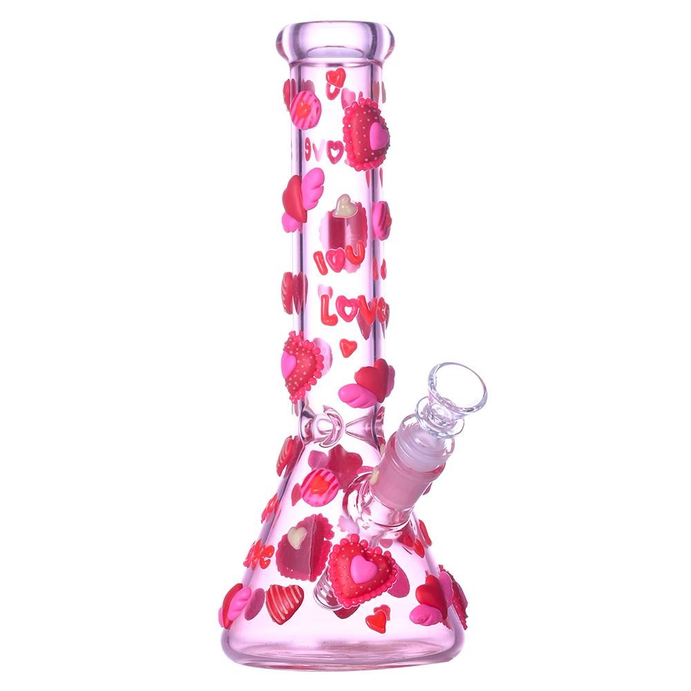 手工捏制高硼硅玻璃水烟管，带夜光情人节元素水烟壶 3
