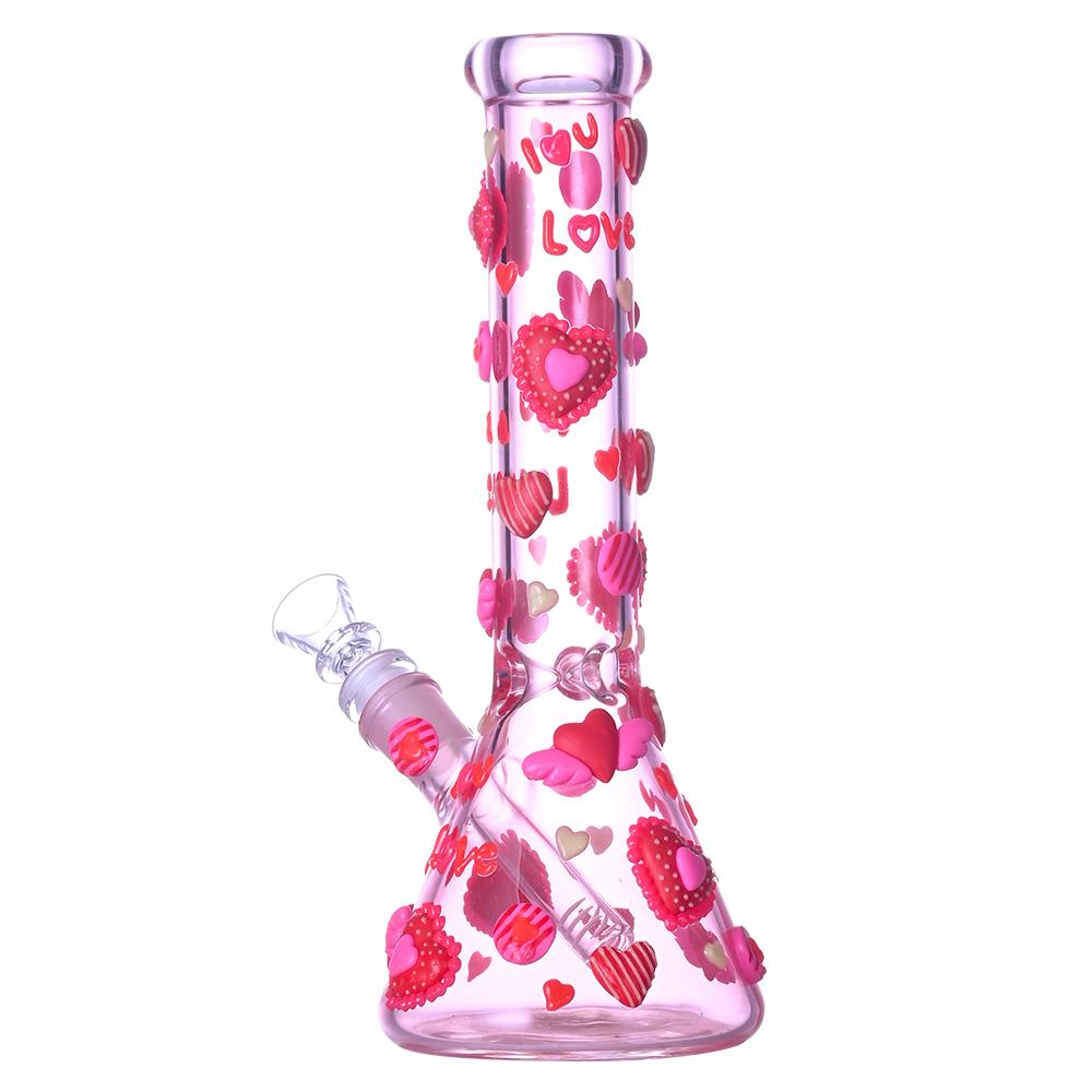 手工捏制高硼硅玻璃水烟管，带夜光情人节元素水烟壶 5