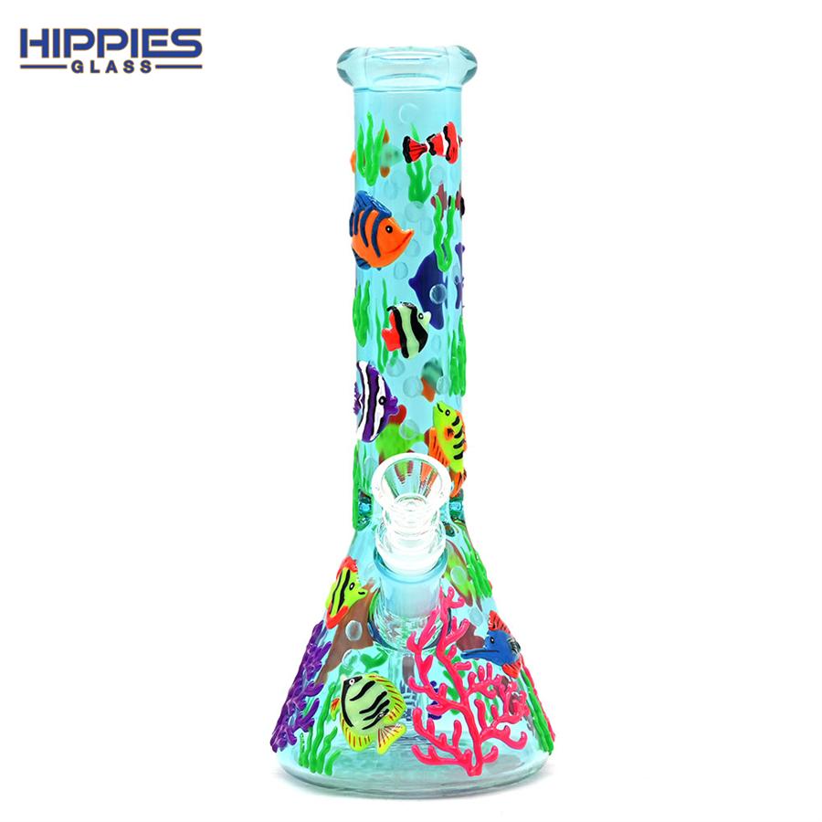 手工繪製帶夜光海底世界水煙管，高硼硅玻璃水煙壺 2