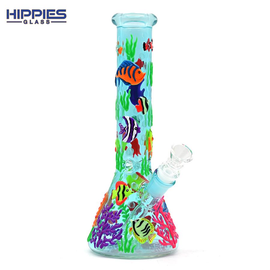 手工繪製帶夜光海底世界水煙管，高硼硅玻璃水煙壺 3