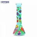 手工绘制带夜光海底世界水烟管，高硼硅玻璃水烟壶