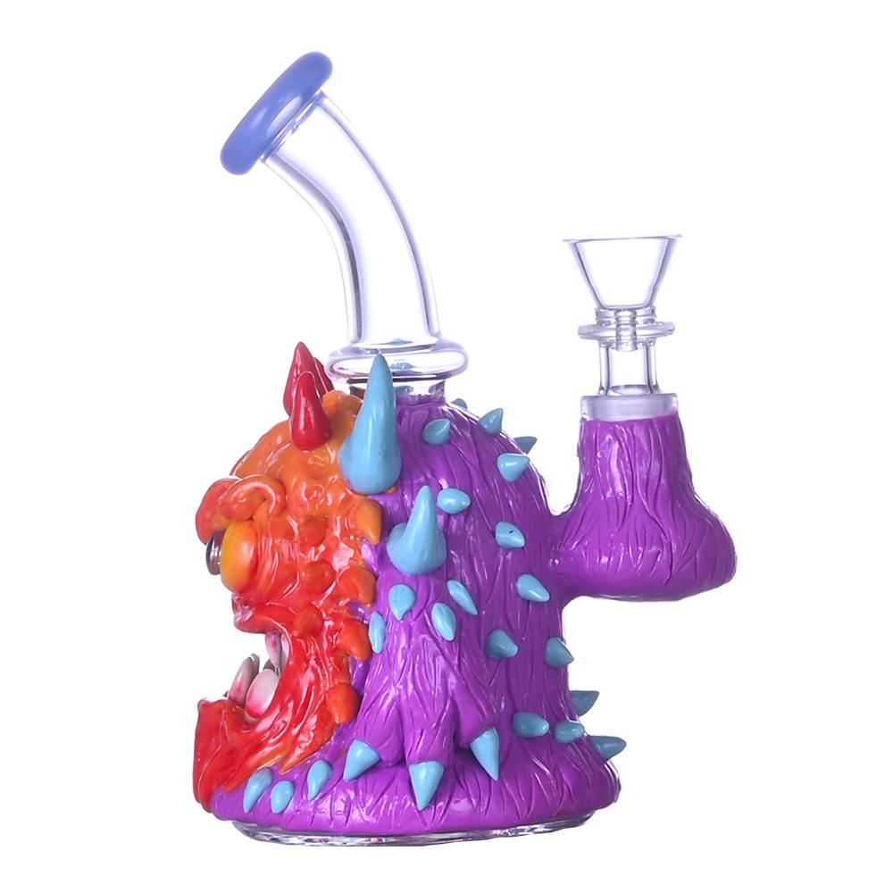 手工捏制3D卡通水烟壶，高硼硅玻璃水烟，彩色软陶 3