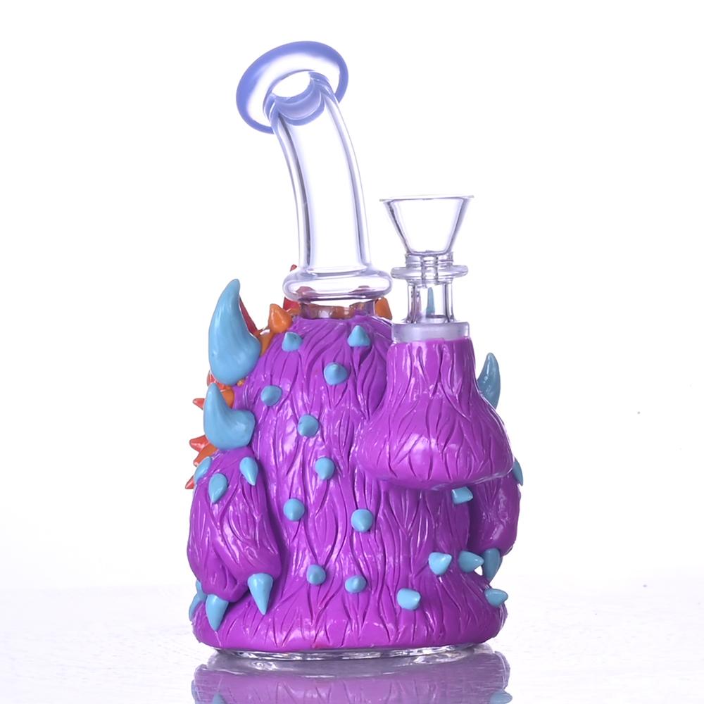 手工捏制3D卡通水烟壶，高硼硅玻璃水烟，彩色软陶 4