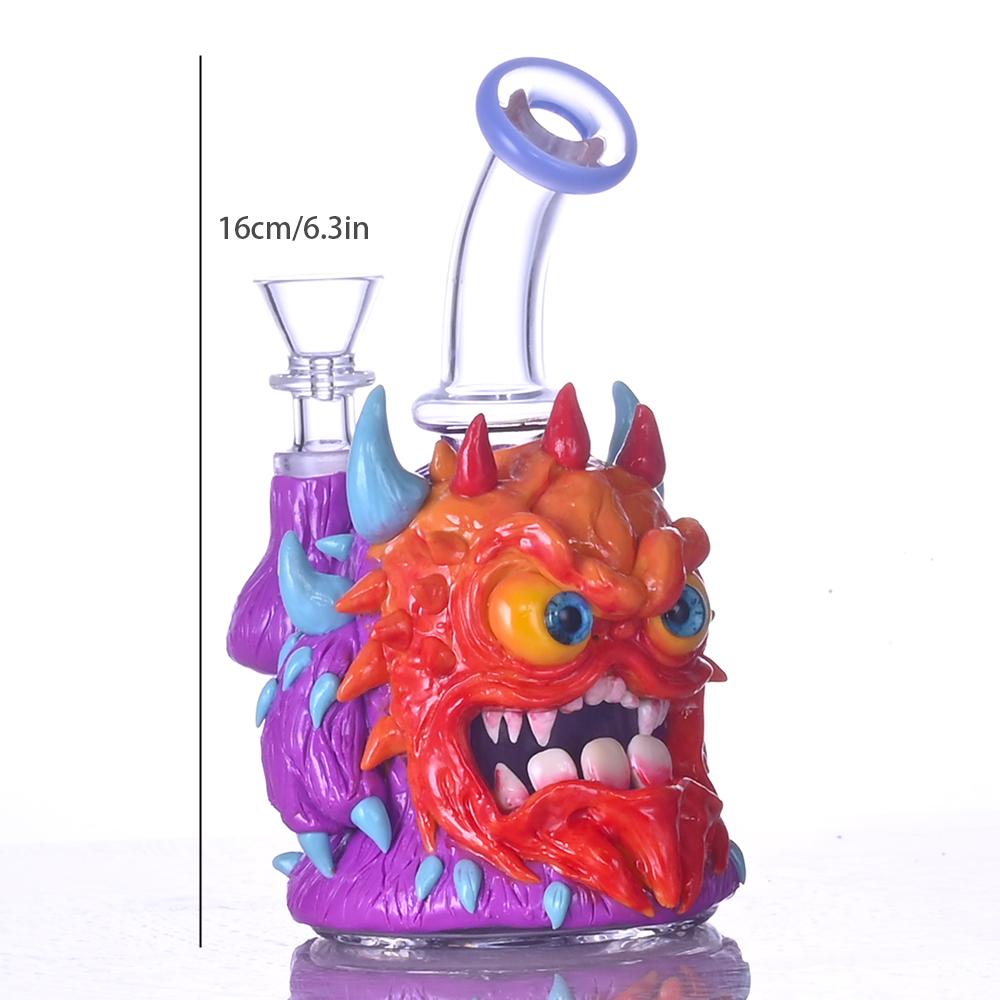 手工捏制3D卡通水烟壶，高硼硅玻璃水烟，彩色软陶 5