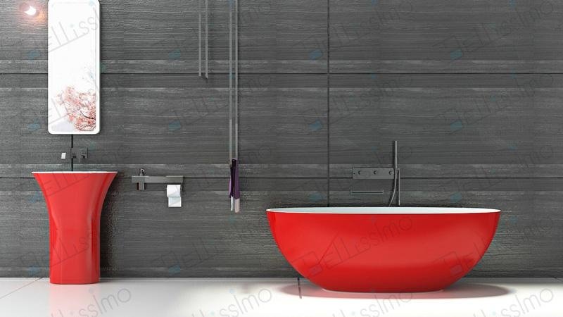 Red tubs,Oval stone bathtub,hot tub,bathtub manufacturer BS-8628 5