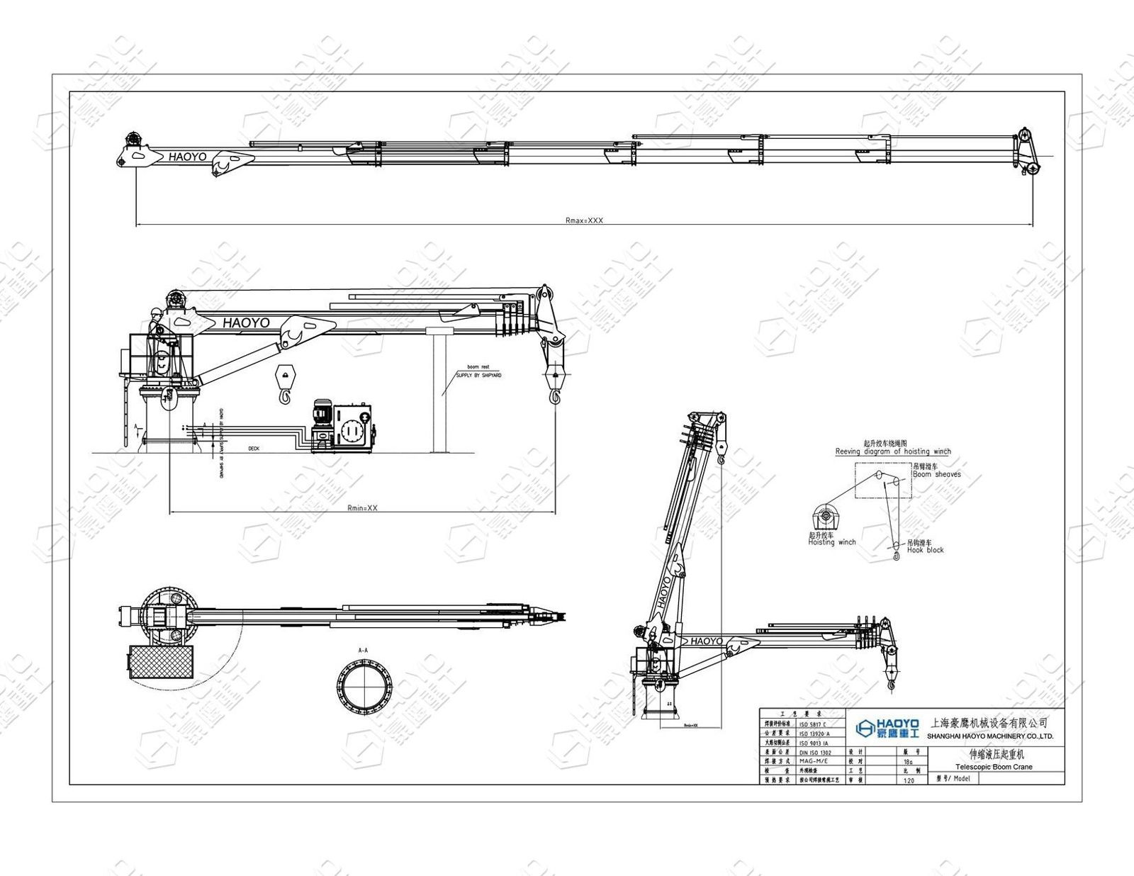 Cargo Ship Hydraulic Telescopic Boom Crane  2