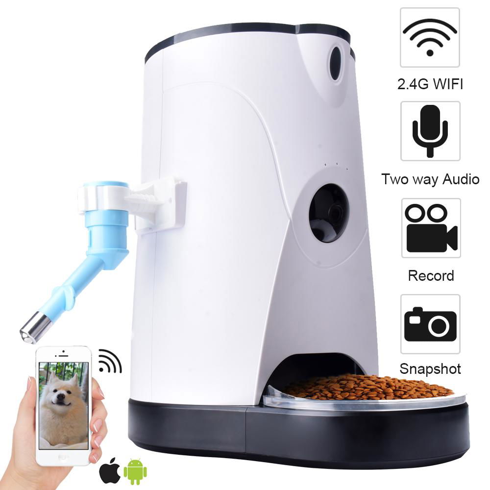 Network Pet Feeder with Water Dispenser Remote APP Auto Feeding with HD Camera