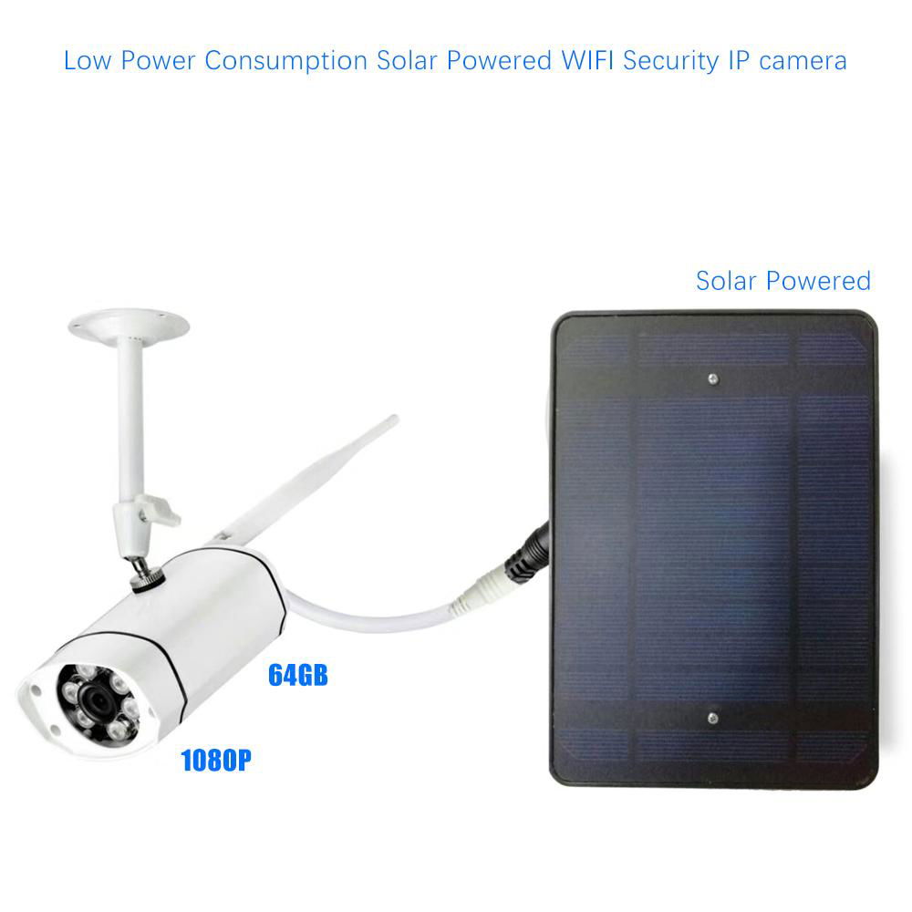 Low Power Consumption Solar Powered WIFI Security IP camera Max. support 64GB 