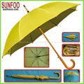 Wooden handle automatic striaght umbrella 1