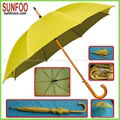 Wooden handle automatic striaght umbrella