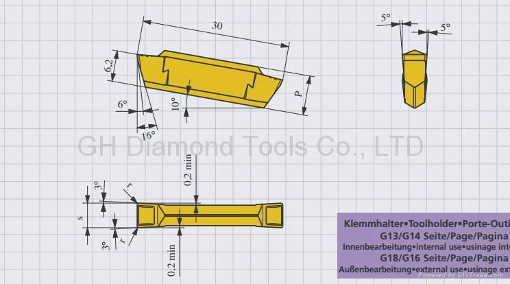 PCD groove cutter Diamond PCD grooving inserts tool for Aluminum 3