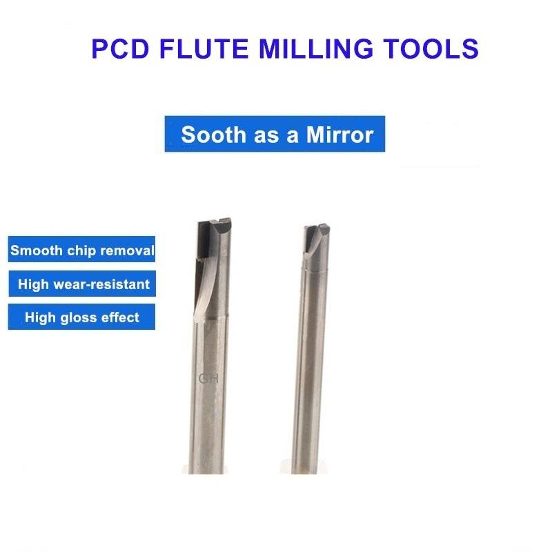 Diamond end mill PCD two flute milling tools for Acrylic aluminum graphite 2