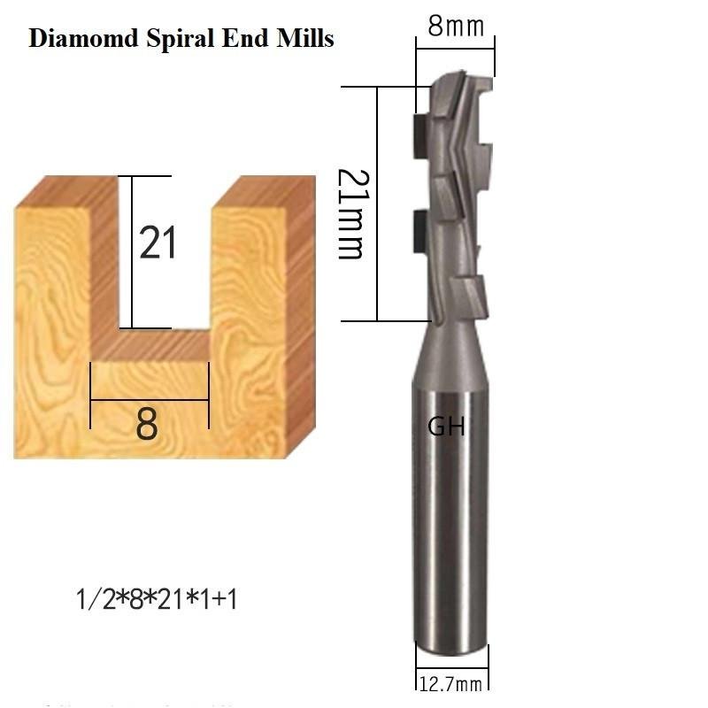 Diamond woodworking bits Wood PCD spiral tools for MDF plywood 4