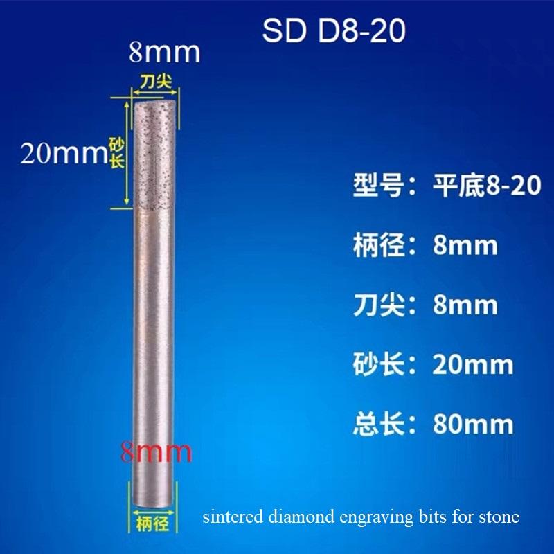 Flat bottom Sintered Diamond engraving router bit tool for stone granite marble  3