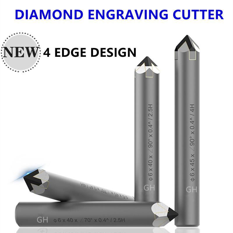 4 edge Diamond carving tools Stone PCD engraving bit for granite marble 2