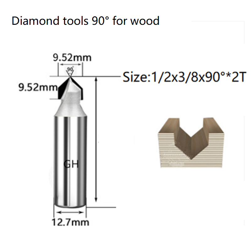 PCD wood cutter Diamond V Profile router bits for woodworking furniture cabinet 4
