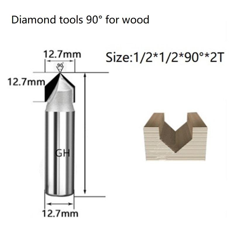 PCD wood cutter Diamond V Profile router bits for woodworking furniture cabinet 5