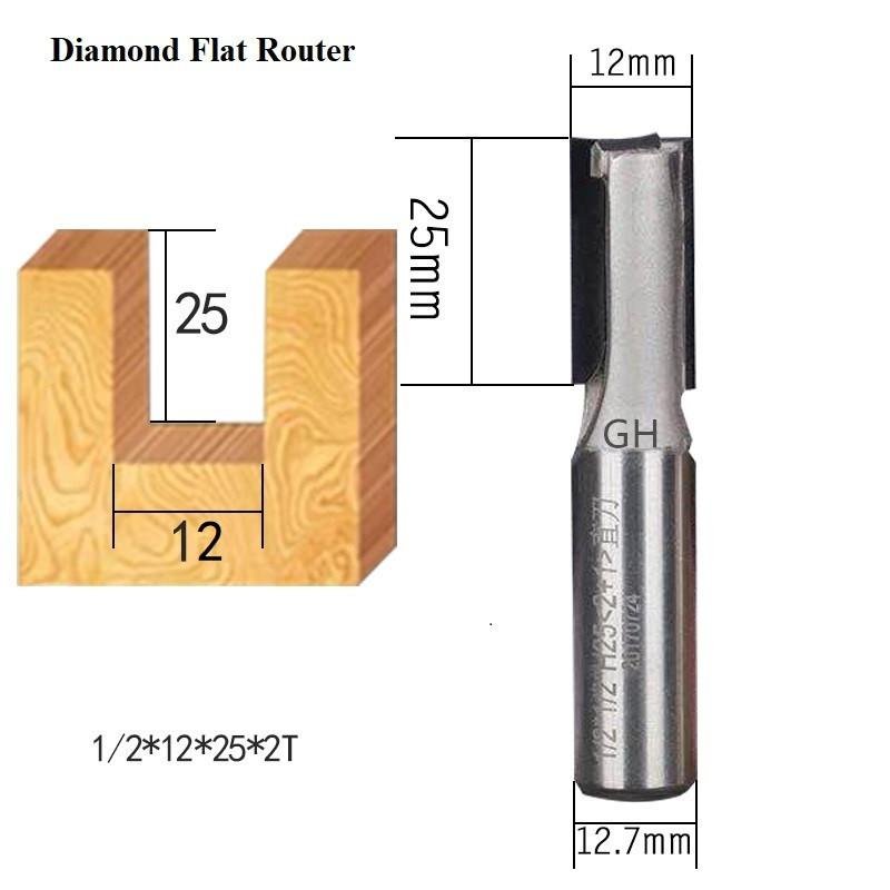 CNC Diamond flute woodworking end mill Wood straight router bit for MDF hardwood 5