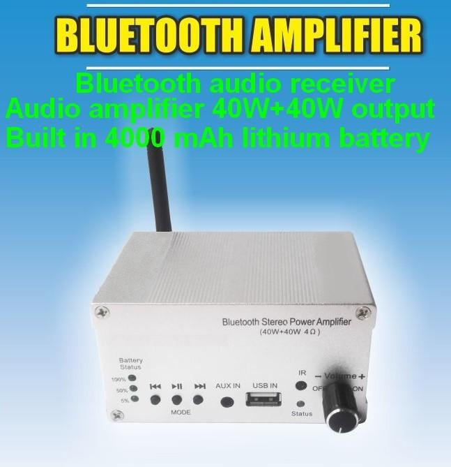Bluetooth power amplifier 40W and 40W output Built in batte4000mAh external spe