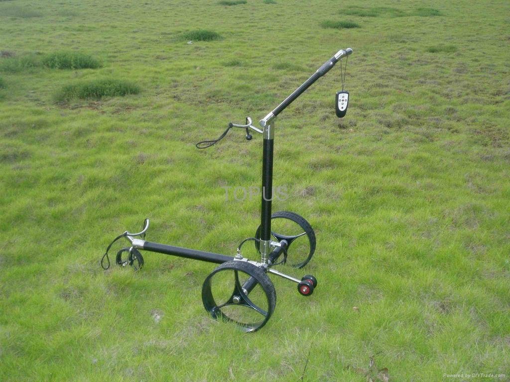 carbon remote golf trolley with tubular li-battery 2