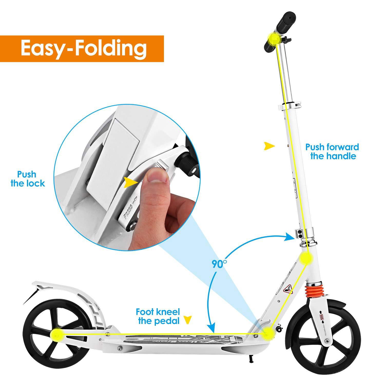 Unimiracle Scooters for Adults Teens, Kick Scooter with Adjustable Height  4
