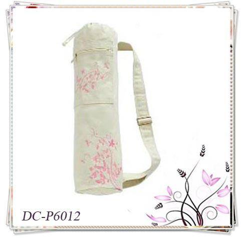 Drawstring Cotton Canvas Yoga Bag With Zipper Pocket