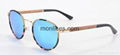 metal sunglasses with denim  wood temple with acetate tips