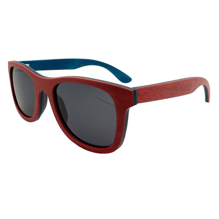 skateboard wooden sunglasses polarized blue and red color