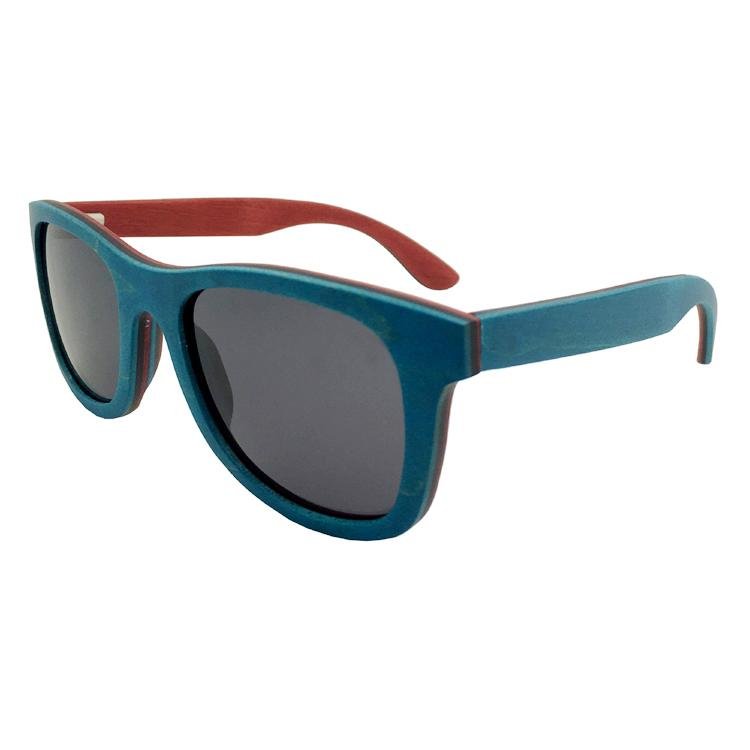 skateboard wooden sunglasses polarized blue and red color 5
