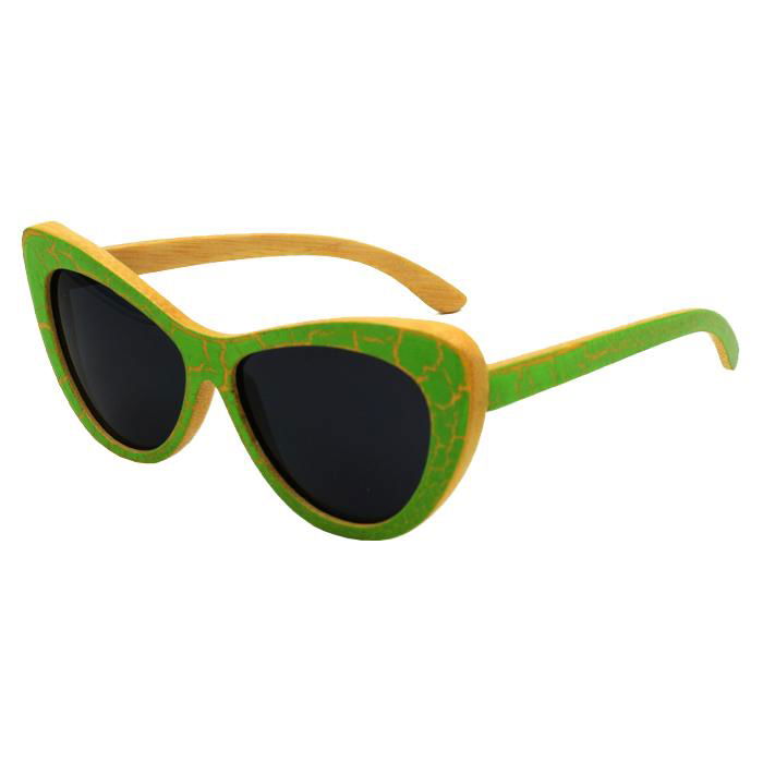 Cat eye sunglasses bamboo wood polarized women