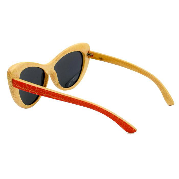 Cat eye sunglasses bamboo wood polarized women 4