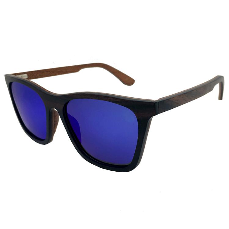 new fashion skateboard wood sunglasses polarized with blue coating