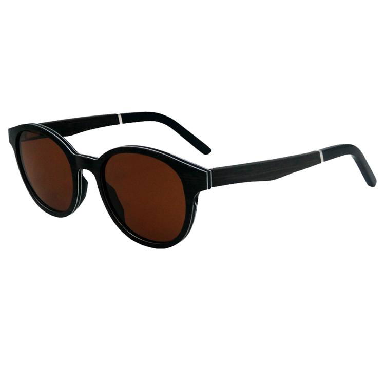 wood with aluminum frame sunglasses polarized round design