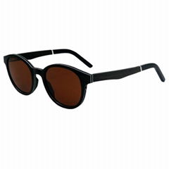 wood with aluminum frame sunglasses polarized round design