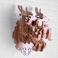 创意大象头壁挂装饰自然原木色简约北欧风格积木拼装组装动物壁饰