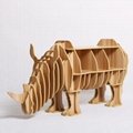 創意大象書櫃裝飾自然原木色簡約北歐風格積木拼裝組裝動物壁飾