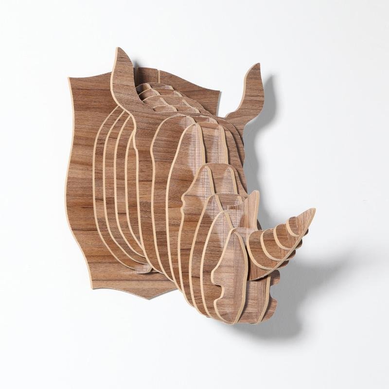 創意飛天獨角獸裝飾自然原木色簡約北歐風格積木拼裝組裝動物壁飾 2