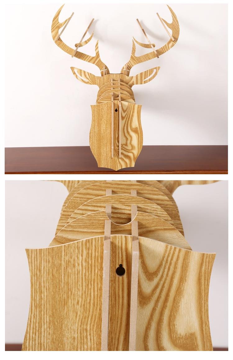 創意飛天獨角獸裝飾自然原木色簡約北歐風格積木拼裝組裝動物壁飾 4
